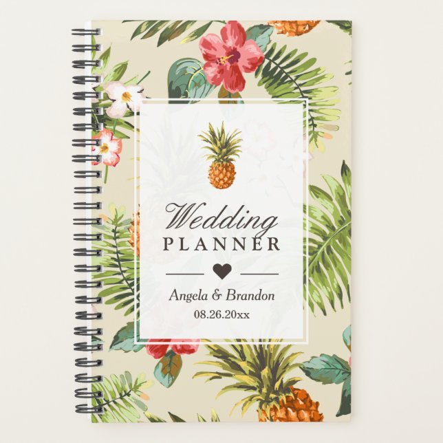 Agenda Casamento de Luau Floral de Abacaxi Tropical (Frente)