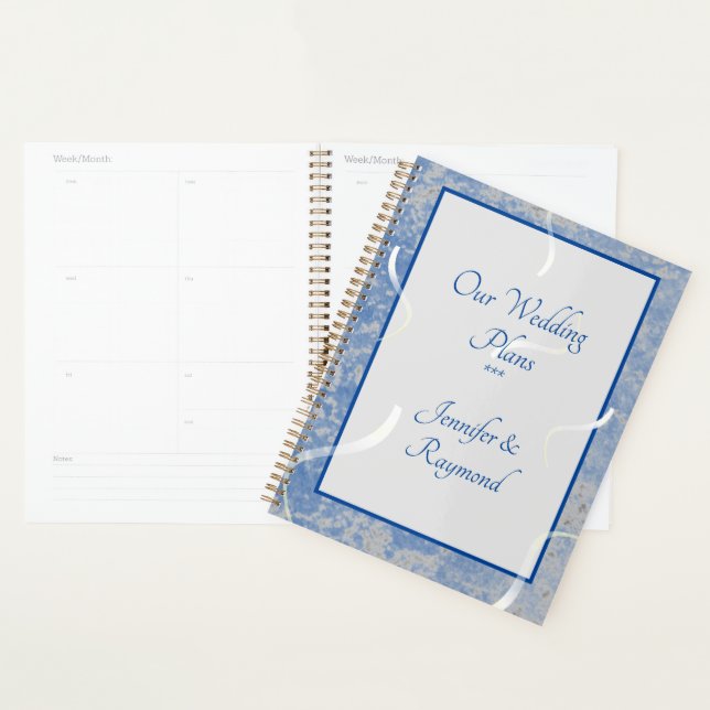 Agenda Casamento de Mármore Azul e Cinza (Exibição)