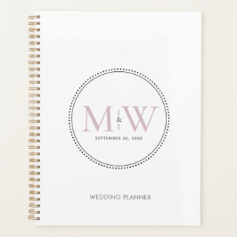 Agenda Casamento de Monograma Rosa Elegante