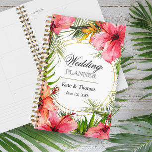 Agenda Casamento de Palmeira Tropical e Flores de Hibisco