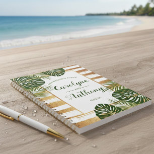 Agenda Casamento de Praia com Folha de Ouro e Palma Verde