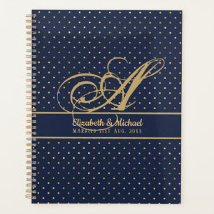 Agenda Casamento de recém-casados com Polkadot, Marinho