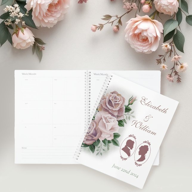 Agenda Casamento de Regency Bridgerton Roses Rosa Cameos (Criador carregado)