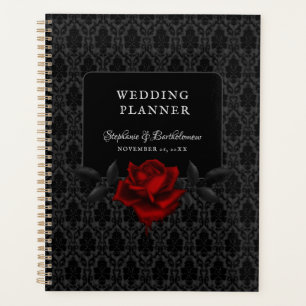 Agenda Casamento de Rosa Gótica Preta Damasko