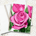 Agenda Casamento de Rosas de Watercolor<br><div class="desc">Personalize este planejador de casamento com seu próprio texto frente e verso. Impresso em um corpo com cor d'água,  estilo rosas cor-de-rosa,  fundo em cobrir dianteiros e traseiros. Sua escolha de dois tamanhos e duro ou cobrir flexível.</div>