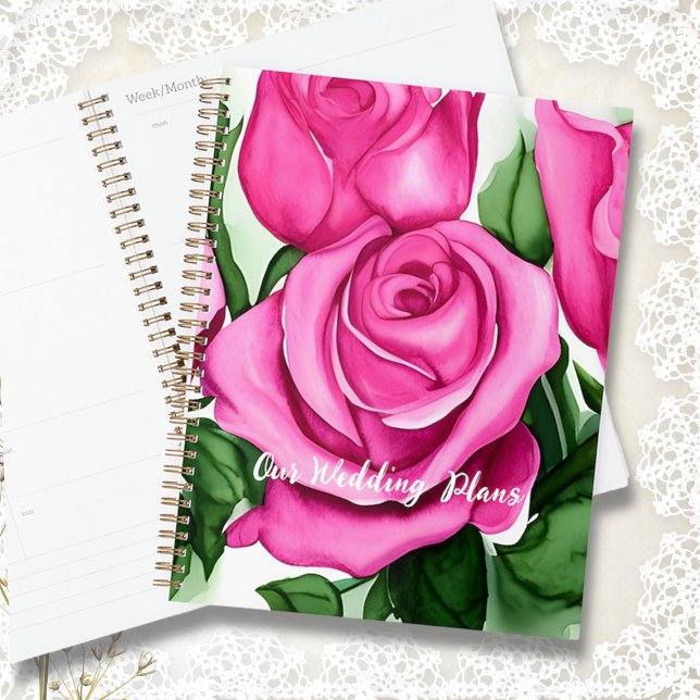 Agenda Casamento de Rosas de Watercolor (Criador carregado)