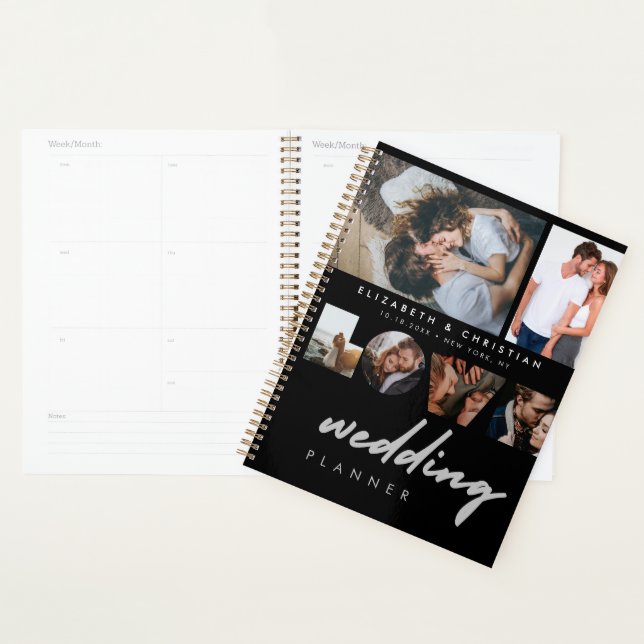 Agenda Casamento de Script Black White Love Personalizado (Exibição)
