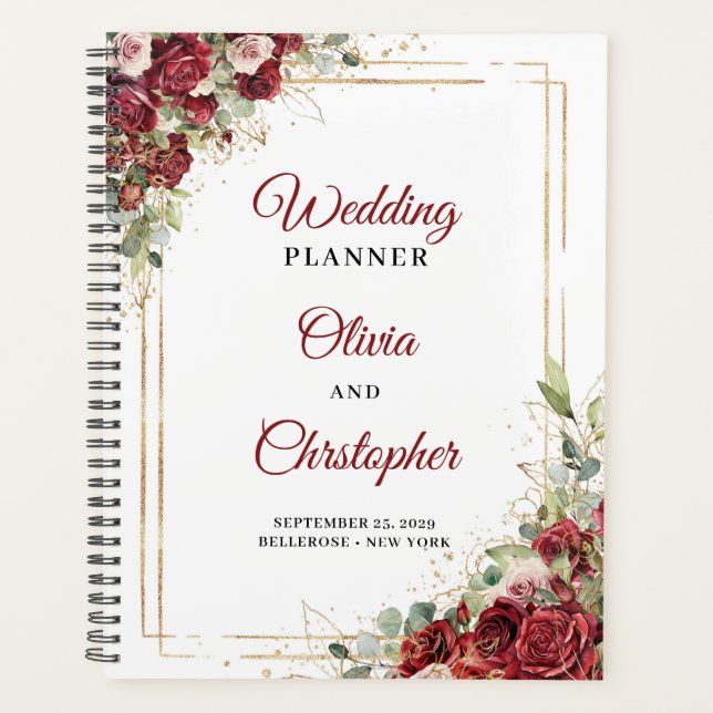 Agenda Casamento de uma armadura de ouro floral com blush (Frente)
