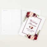 Agenda Casamento Dourado Floral de Burgundy Watercolor<br><div class="desc">Watercolor Floral Burgundy Marsala Dourado Planner</div>