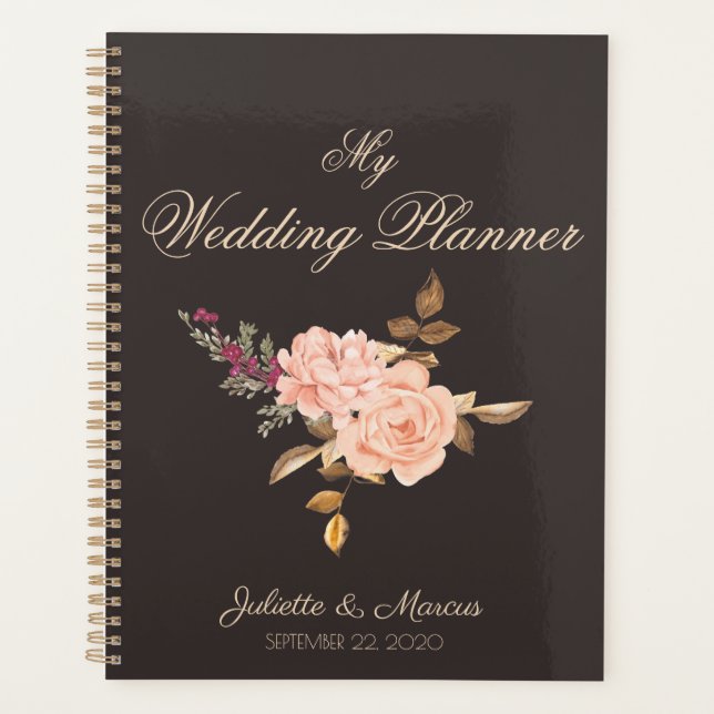 Agenda Casamento Elegante de Cream Rose Bouquet (Frente)