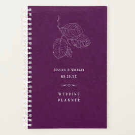 Agenda Casamento Elegante De Folha Delicada De Plum Roxo
