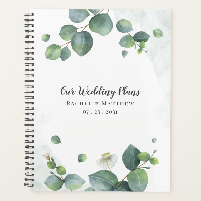 Agenda Casamento Elegante Eucalyptus Greenery (Frente)