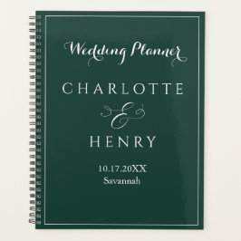 Agenda Casamento Elegante Minimalista Emerald Green