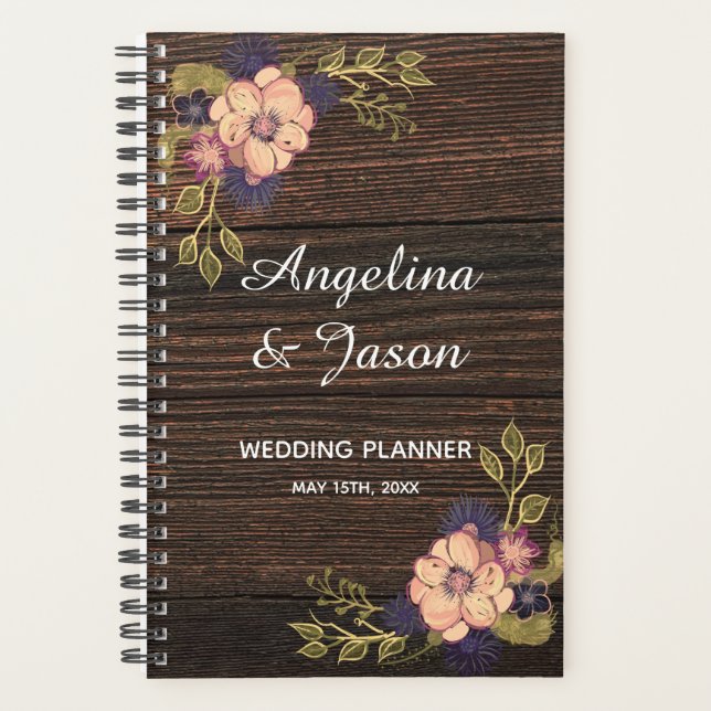 Agenda Casamento em Madeira Rústica (Frente)