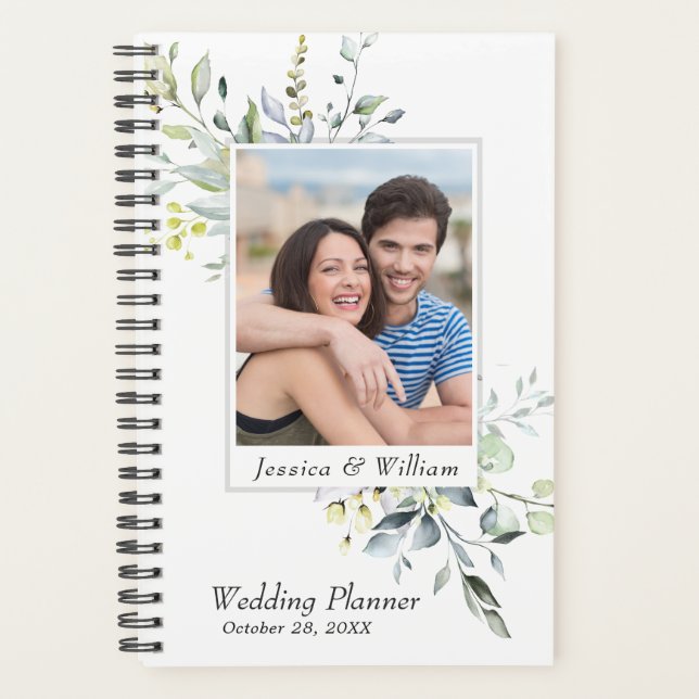 Agenda Casamento Eucalyptus Greenery Watercolor PHOTO (Frente)