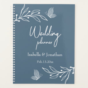Agenda Casamento floral azul empoeirado romântico