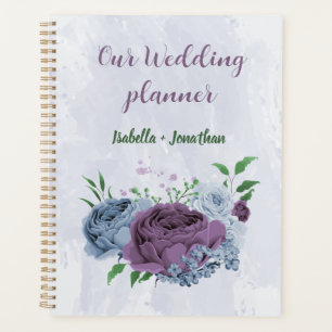 Agenda Casamento floral azul poeirento roxo