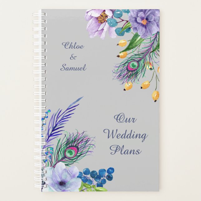 Agenda Casamento Floral Blue Boho (Frente)