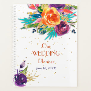 Agenda Casamento Floral Blue Tangerine
