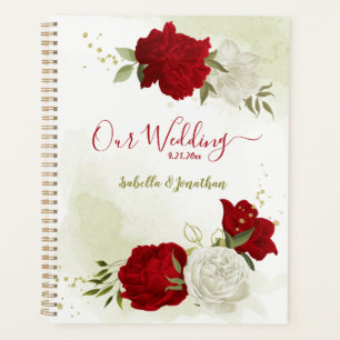Agenda casamento floral branco vermelho