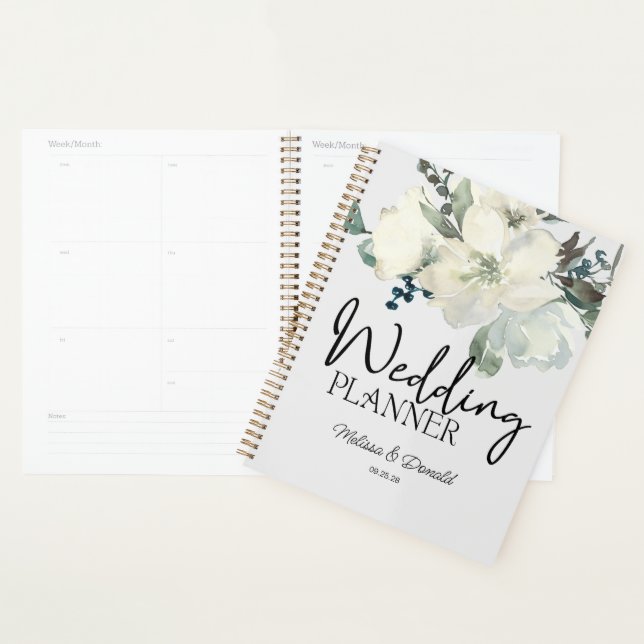 Agenda Casamento Floral de Ivory White Roses (Exibição)