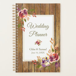 Agenda Casamento Floral de Madeira de Rosa de Bronze