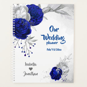 Agenda casamento floral de prata azul real