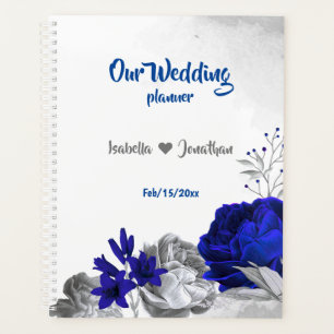 Agenda casamento floral de prata azul real