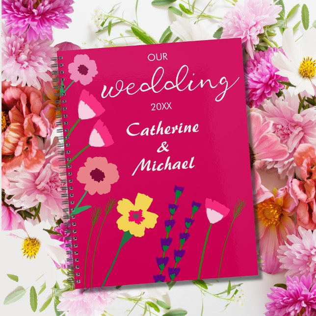 Agenda Casamento Floral de Primavera cor-de-rosa com Fusc (Criador carregado)
