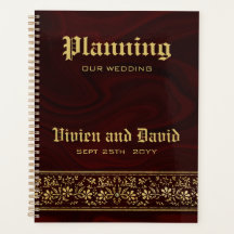 Casamento Floral Dourado Elegante Burgundy