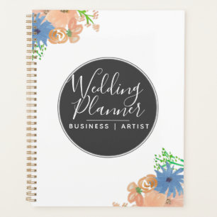 Agenda Casamento Floral em Aquarela Moderna em Pêssego e