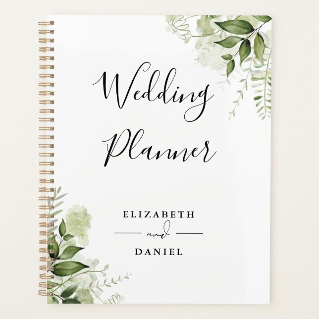 Agenda Casamento Floral Greenery Elegante (Frente)