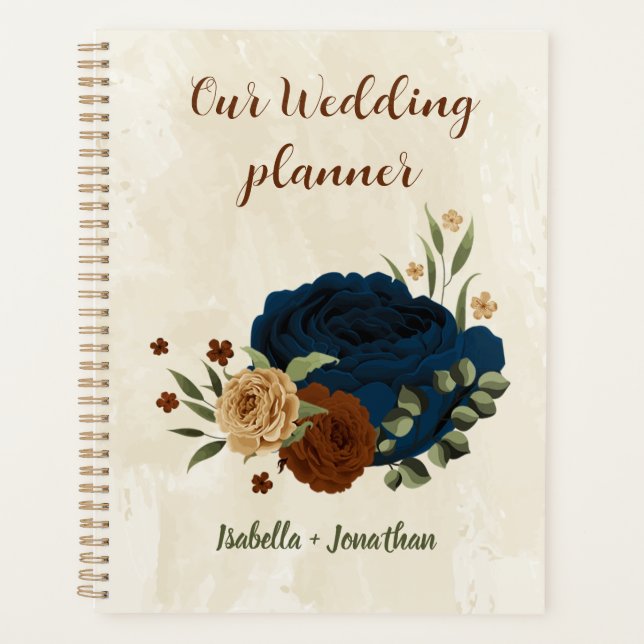 Agenda casamento floral naval terracota (Frente)