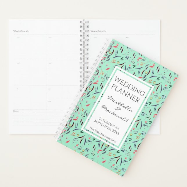Agenda CASAMENTO FLORAL Personalizado NEO MINT (Exibição)