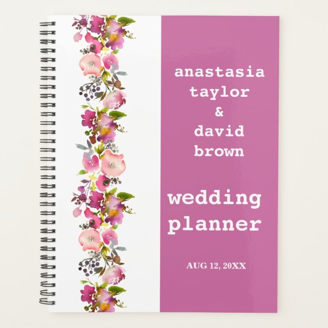 Agenda Casamento Floral Rosa (Frente)