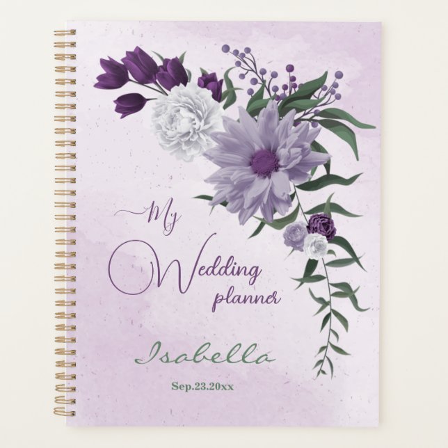 Agenda casamento floral roxo e branco (Frente)