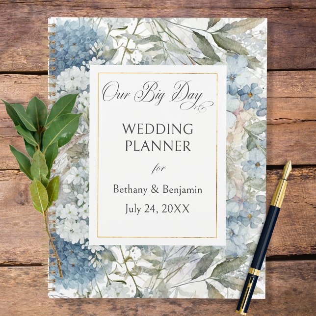 Agenda Casamento Floral Rustic Blue (Criador carregado)