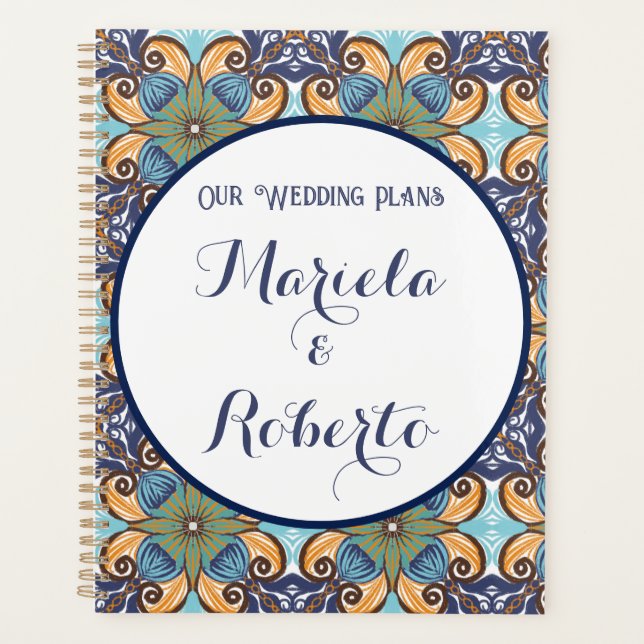 Agenda Casamento Floral Talavera mexicano legante (Frente)