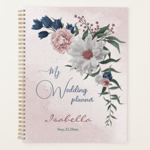 Agenda casamento floral verde rosa azul branco