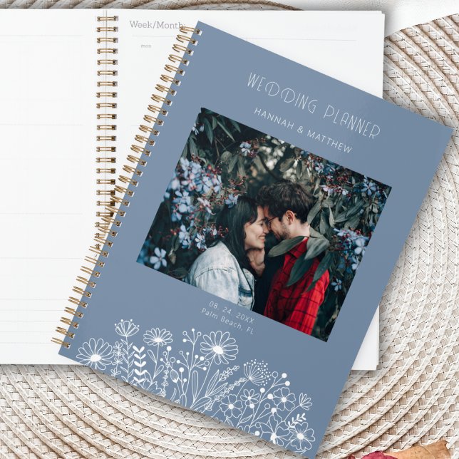 Agenda Casamento Fotográfico de Flores Selvagens Dusty Bl (Criador carregado)