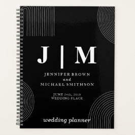 Agenda Casamento Geométrico Formal Preto e Branco
