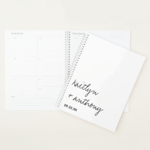 Agenda Casamento Minimalista de Script Preto e Branco Mod