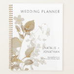 Agenda Casamento Moderno de Tan Wildlows<br><div class="desc">Este simples,  mas elegante design de planejador de casamento apresenta um buquê de canto de flores silvestres neutras,  brancas e douradas. É parte da suíte de casamentos modernos Neutral Tan Wildflower criada pela imprensa simplesmente de farmácia.</div>