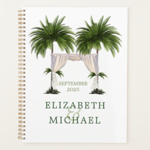 Agenda Casamento Moderno Elegante Chuppah Palm Tree Tropi