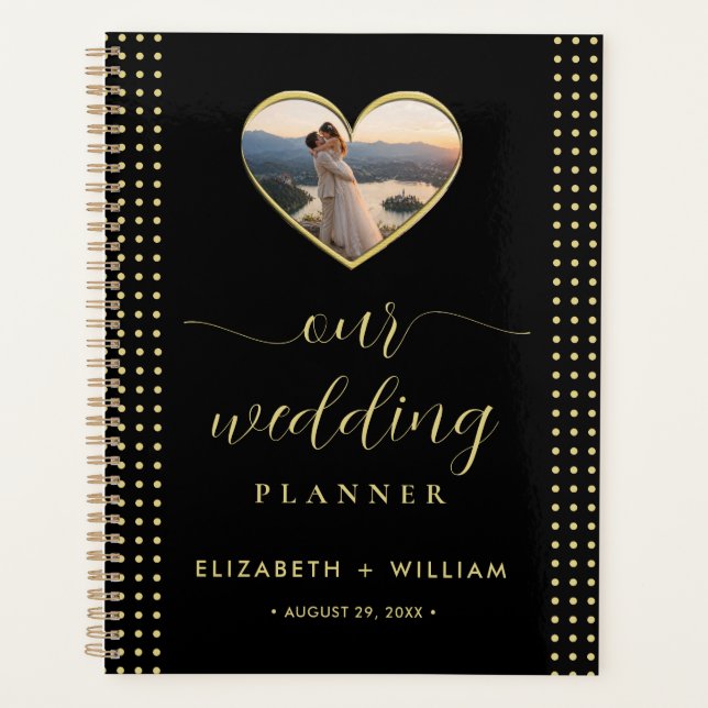 Agenda Casamento personalizado com bolinhas douradas e pr (Frente)