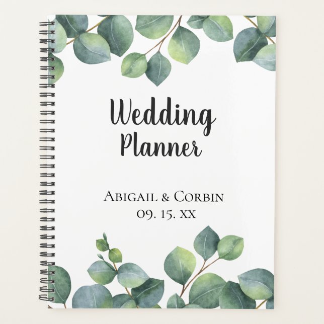 Agenda Casamento Personalizado Da Folhagem Chic Eucalyptu (Frente)
