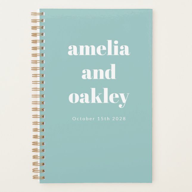 Agenda Casamento Personalizado De Azul Azul Aqua Azul E M (Frente)