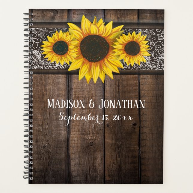 Agenda Casamento Personalizado De Girassol Rustic Country (Frente)