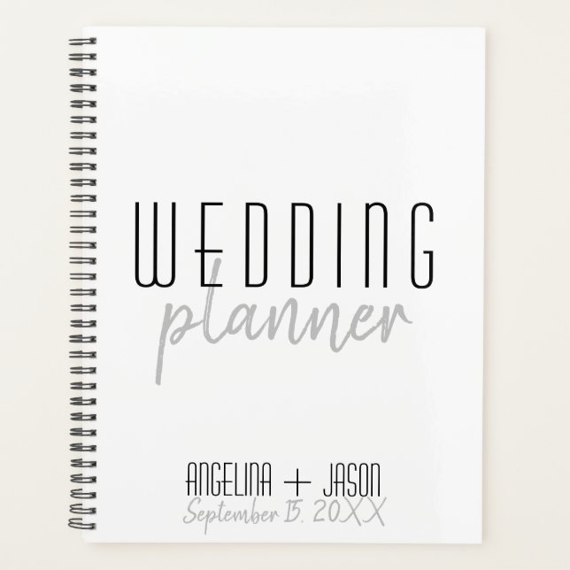 Agenda Casamento preto e branco simples (Frente)