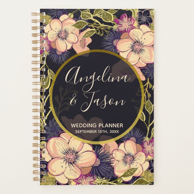 Agenda Casamento Rosa e Preto (Frente)